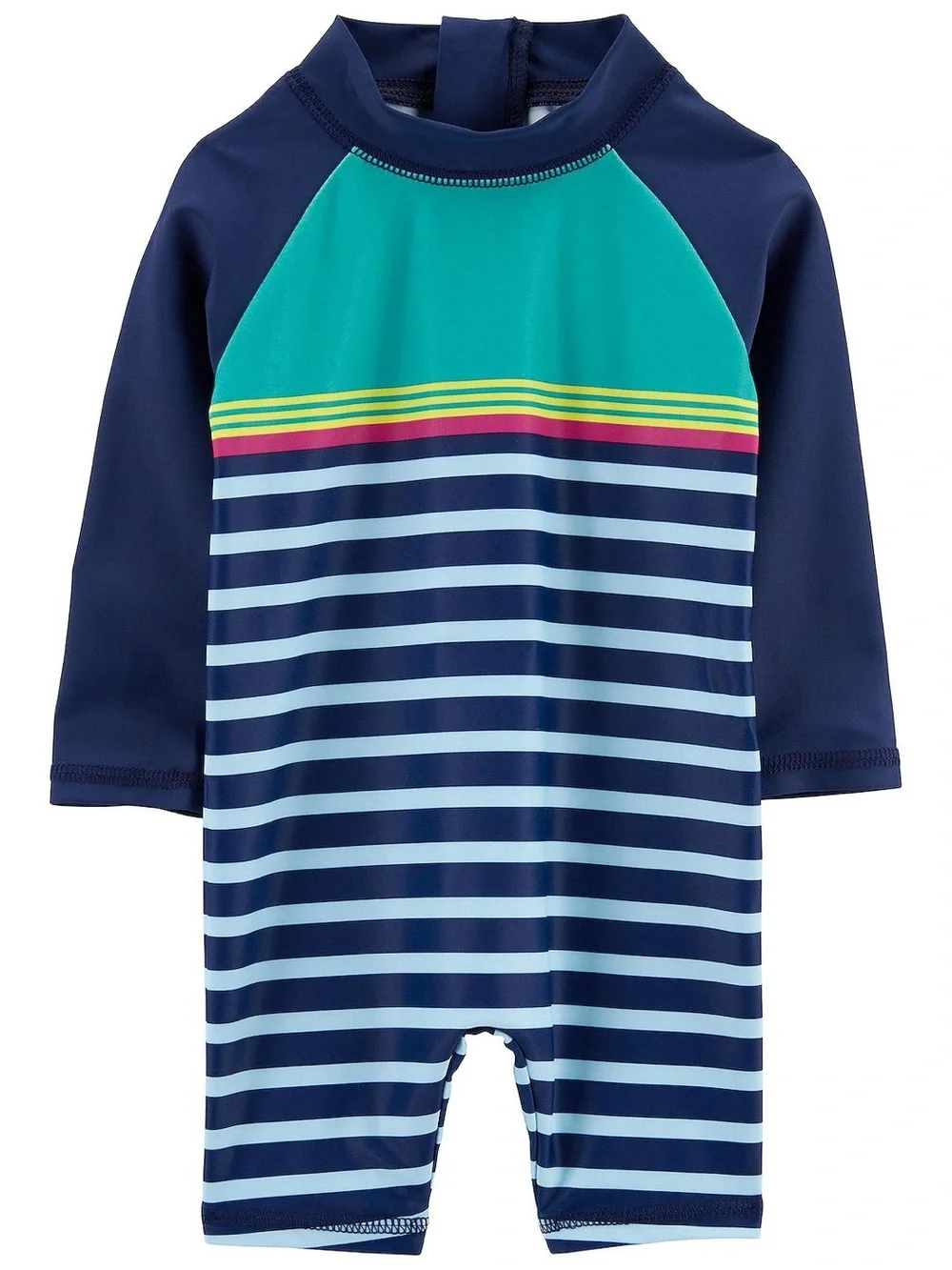 CARTER’S | Navy & Teal Striped Rashguard Swimsuit